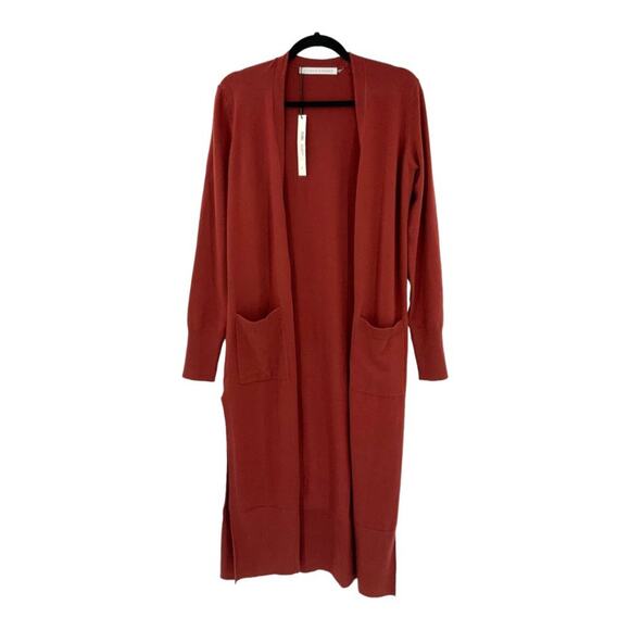 Susana Monaco Ribbed Duster Cardigan Terracotta Size XS NWT $168 MSRP - Picture 3 of 7
